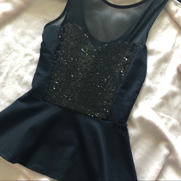 Bebe Sequin Peplum Dressy Top - Picture 1 of 6